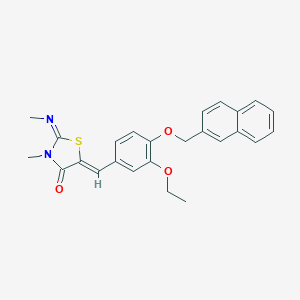 molecular formula C25H24N2O3S B328971 5-[3-Ethoxy-4-(2-naphthylmethoxy)benzylidene]-3-methyl-2-(methylimino)-1,3-thiazolidin-4-one 