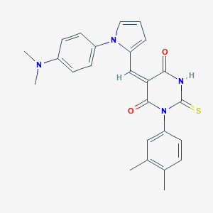 molecular formula C25H24N4O2S B328973 5-({1-[4-(dimethylamino)phenyl]-1H-pyrrol-2-yl}methylene)-1-(3,4-dimethylphenyl)-2-thioxodihydro-4,6(1H,5H)-pyrimidinedione 