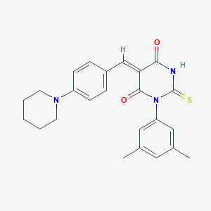 molecular formula C24H25N3O2S B328974 1-(3,5-dimethylphenyl)-5-[4-(1-piperidinyl)benzylidene]-2-thioxodihydro-4,6(1H,5H)-pyrimidinedione 