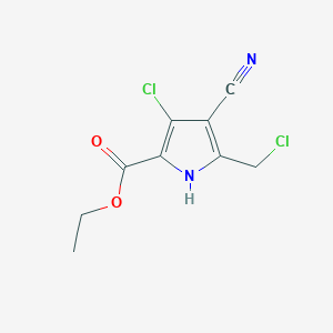 molecular formula C9H8Cl2N2O2 B3289789 Ethyl 3-chloro-5-(chloromethyl)-4-cyano-1H-pyrrole-2-carboxylate CAS No. 861034-57-3