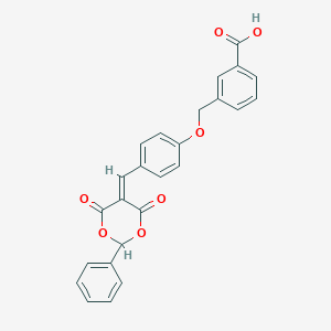 molecular formula C25H18O7 B328986 3-({4-[(4,6-Dioxo-2-phenyl-1,3-dioxan-5-ylidene)methyl]phenoxy}methyl)benzoic acid 