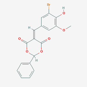 molecular formula C18H13BrO6 B328988 5-(3-Bromo-4-hydroxy-5-methoxybenzylidene)-2-phenyl-1,3-dioxane-4,6-dione 