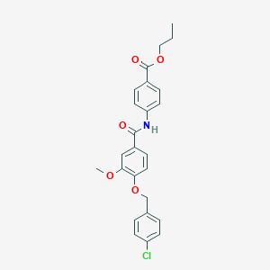 molecular formula C25H24ClNO5 B328995 Propyl 4-({4-[(4-chlorobenzyl)oxy]-3-methoxybenzoyl}amino)benzoate 