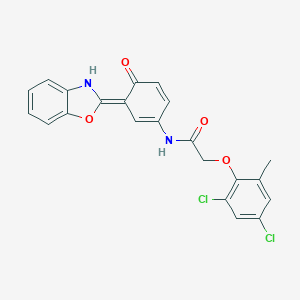 molecular formula C22H16Cl2N2O4 B329005 N-[(3E)-3-(3H-1,3-benzoxazol-2-ylidene)-4-oxocyclohexa-1,5-dien-1-yl]-2-(2,4-dichloro-6-methylphenoxy)acetamide 