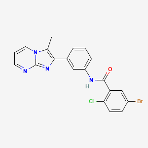 molecular formula C20H14BrClN4O B3290082 5-bromo-2-chloro-N-(3-(3-methylimidazo[1,2-a]pyrimidin-2-yl)phenyl)benzamide CAS No. 862811-77-6