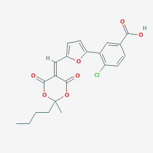 molecular formula C21H19ClO7 B329009 3-{5-[(2-Butyl-2-methyl-4,6-dioxo-1,3-dioxan-5-ylidene)methyl]-2-furyl}-4-chlorobenzoic acid 