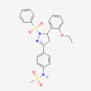 molecular formula C24H25N3O5S2 B3290134 N-(4-(5-(2-ethoxyphenyl)-1-(phenylsulfonyl)-4,5-dihydro-1H-pyrazol-3-yl)phenyl)methanesulfonamide CAS No. 863001-99-4