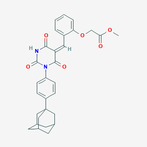 molecular formula C30H30N2O6 B329014 methyl {2-[(1-[4-(1-adamantyl)phenyl]-2,4,6-trioxotetrahydro-5(2H)-pyrimidinylidene)methyl]phenoxy}acetate 