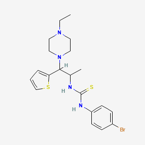 molecular formula C20H27BrN4S2 B3290143 1-(4-Bromophenyl)-3-(1-(4-ethylpiperazin-1-yl)-1-(thiophen-2-yl)propan-2-yl)thiourea CAS No. 863017-70-3