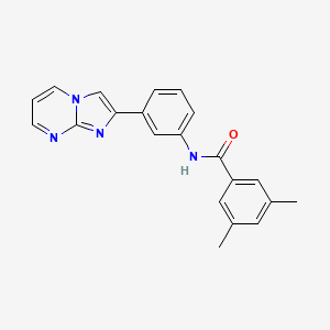 molecular formula C21H18N4O B3290153 N-(3-{IMIDAZO[1,2-A]PYRIMIDIN-2-YL}PHENYL)-3,5-DIMETHYLBENZAMIDE CAS No. 863020-08-0