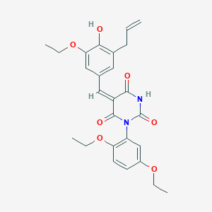 molecular formula C26H28N2O7 B329017 5-(3-allyl-5-ethoxy-4-hydroxybenzylidene)-1-(2,5-diethoxyphenyl)-2,4,6(1H,3H,5H)-pyrimidinetrione 