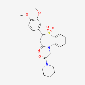 molecular formula C24H28N2O6S B3290194 2-(3,4-dimethoxyphenyl)-5-(2-oxo-2-(piperidin-1-yl)ethyl)-2,3-dihydrobenzo[b][1,4]thiazepin-4(5H)-one 1,1-dioxide CAS No. 863452-43-1