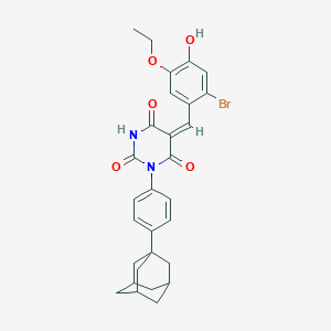 molecular formula C29H29BrN2O5 B329020 1-[4-(1-adamantyl)phenyl]-5-(2-bromo-5-ethoxy-4-hydroxybenzylidene)-2,4,6(1H,3H,5H)-pyrimidinetrione 