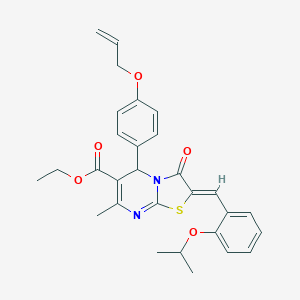 molecular formula C29H30N2O5S B329023 ethyl 5-[4-(allyloxy)phenyl]-2-(2-isopropoxybenzylidene)-7-methyl-3-oxo-2,3-dihydro-5H-[1,3]thiazolo[3,2-a]pyrimidine-6-carboxylate 