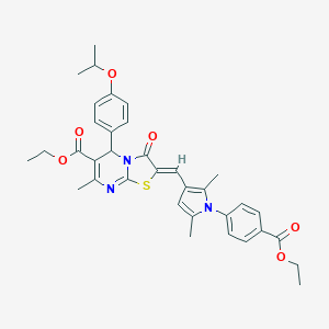 molecular formula C35H37N3O6S B329025 ethyl 2-({1-[4-(ethoxycarbonyl)phenyl]-2,5-dimethyl-1H-pyrrol-3-yl}methylene)-5-(4-isopropoxyphenyl)-7-methyl-3-oxo-2,3-dihydro-5H-[1,3]thiazolo[3,2-a]pyrimidine-6-carboxylate 