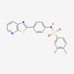 molecular formula C20H17N3O2S2 B3290255 3,4-dimethyl-N-(4-(thiazolo[5,4-b]pyridin-2-yl)phenyl)benzenesulfonamide CAS No. 863594-72-3