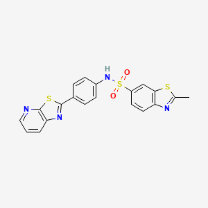 molecular formula C20H14N4O2S3 B3290262 2-methyl-N-(4-(thiazolo[5,4-b]pyridin-2-yl)phenyl)benzo[d]thiazole-6-sulfonamide CAS No. 863594-73-4