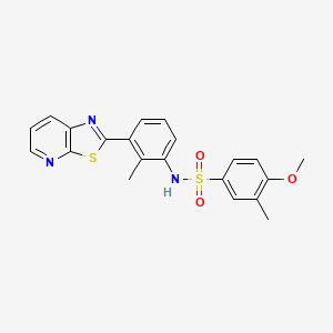 molecular formula C21H19N3O3S2 B3290271 4-methoxy-3-methyl-N-(2-methyl-3-(thiazolo[5,4-b]pyridin-2-yl)phenyl)benzenesulfonamide CAS No. 863595-06-6