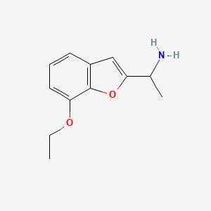 molecular formula C12H15NO2 B3290280 1-(7-Ethoxy-1-benzofuran-2-yl)ethanamine CAS No. 863667-97-4