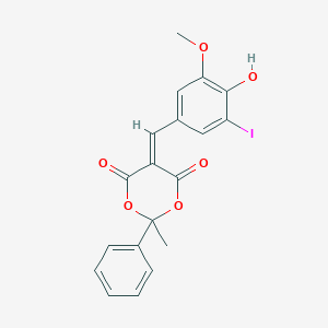 molecular formula C19H15IO6 B329034 5-(4-Hydroxy-3-iodo-5-methoxybenzylidene)-2-methyl-2-phenyl-1,3-dioxane-4,6-dione 
