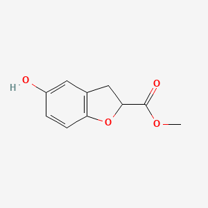 molecular formula C10H10O4 B3290346 Methyl 5-hydroxy-2,3-dihydro-1-benzofuran-2-carboxylate CAS No. 863970-62-1