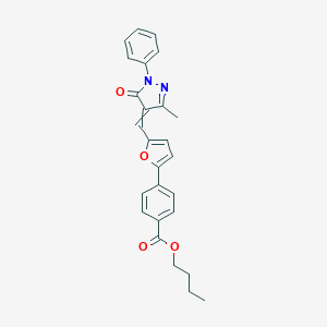 molecular formula C26H24N2O4 B329036 butyl 4-{5-[(3-methyl-5-oxo-1-phenyl-1,5-dihydro-4H-pyrazol-4-ylidene)methyl]-2-furyl}benzoate 
