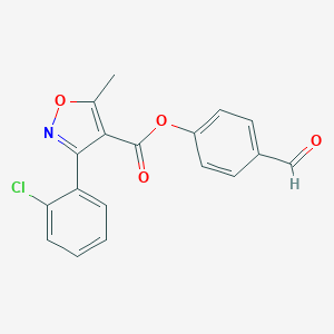 molecular formula C18H12ClNO4 B329038 4-Formylphenyl 3-(2-chlorophenyl)-5-methylisoxazole-4-carboxylate 