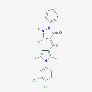 molecular formula C22H17Cl2N3O2 B329039 4-{[1-(3,4-dichlorophenyl)-2,5-dimethyl-1H-pyrrol-3-yl]methylene}-1-phenyl-3,5-pyrazolidinedione 