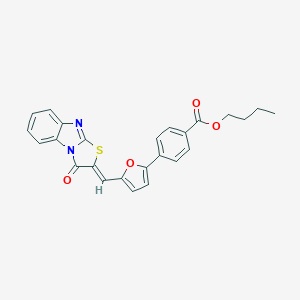 molecular formula C25H20N2O4S B329041 butyl 4-{5-[(3-oxo[1,3]thiazolo[3,2-a]benzimidazol-2(3H)-ylidene)methyl]-2-furyl}benzoate 