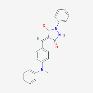 molecular formula C23H19N3O2 B329042 (4E)-4-{4-[methyl(phenyl)amino]benzylidene}-1-phenylpyrazolidine-3,5-dione 