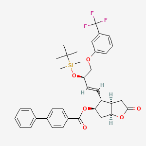 molecular formula C37H41F3O6Si B3290494 (3aR,4R,5R,6aS)-4-((R,E)-3-((tert-Butyldimethylsilyl)oxy)-4-(3-(trifluoromethyl)phenoxy)but-1-en-1-yl)-2-oxohexahydro-2H-cyclopenta[b]furan-5-yl [1,1'-biphenyl]-4-carboxylate CAS No. 865087-08-7