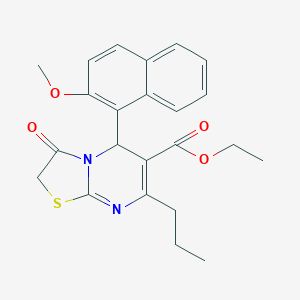 molecular formula C23H24N2O4S B329051 ethyl 5-(2-methoxy-1-naphthyl)-3-oxo-7-propyl-2,3-dihydro-5H-[1,3]thiazolo[3,2-a]pyrimidine-6-carboxylate 