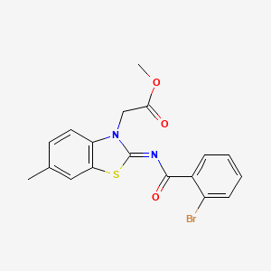 molecular formula C18H15BrN2O3S B3290530 (Z)-methyl 2-(2-((2-bromobenzoyl)imino)-6-methylbenzo[d]thiazol-3(2H)-yl)acetate CAS No. 865197-24-6