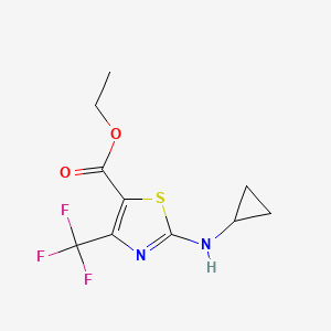 molecular formula C10H11F3N2O2S B3290693 Ethyl 2-(cyclopropylamino)-4-(trifluoromethyl)-1,3-thiazole-5-carboxylate CAS No. 866769-74-6