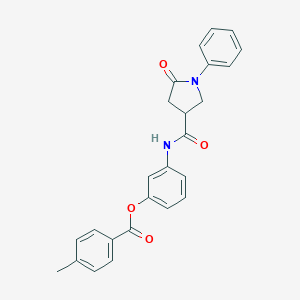 molecular formula C25H22N2O4 B329074 3-{[(5-Oxo-1-phenyl-3-pyrrolidinyl)carbonyl]amino}phenyl 4-methylbenzoate 