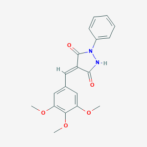 molecular formula C19H18N2O5 B329075 (4E)-1-phenyl-4-(3,4,5-trimethoxybenzylidene)pyrazolidine-3,5-dione 