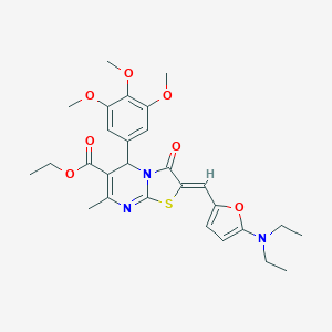 molecular formula C28H33N3O7S B329080 ethyl (2Z)-2-{[5-(diethylamino)furan-2-yl]methylidene}-7-methyl-3-oxo-5-(3,4,5-trimethoxyphenyl)-2,3-dihydro-5H-[1,3]thiazolo[3,2-a]pyrimidine-6-carboxylate 