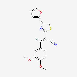 molecular formula C18H14N2O3S B3290803 (2E)-3-(3,4-dimethoxyphenyl)-2-[4-(furan-2-yl)-1,3-thiazol-2-yl]prop-2-enenitrile CAS No. 868154-82-9