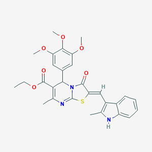 molecular formula C29H29N3O6S B329081 ethyl 7-methyl-2-[(2-methyl-1H-indol-3-yl)methylene]-3-oxo-5-(3,4,5-trimethoxyphenyl)-2,3-dihydro-5H-[1,3]thiazolo[3,2-a]pyrimidine-6-carboxylate 