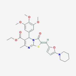 molecular formula C29H33N3O7S B329082 ethyl (2Z)-7-methyl-3-oxo-2-{[5-(piperidin-1-yl)furan-2-yl]methylidene}-5-(3,4,5-trimethoxyphenyl)-2,3-dihydro-5H-[1,3]thiazolo[3,2-a]pyrimidine-6-carboxylate 