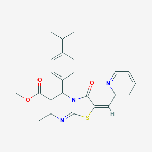 molecular formula C24H23N3O3S B329085 methyl 5-(4-isopropylphenyl)-7-methyl-3-oxo-2-(2-pyridinylmethylene)-2,3-dihydro-5H-[1,3]thiazolo[3,2-a]pyrimidine-6-carboxylate 