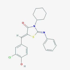 molecular formula C22H21ClN2O2S B329093 5-(3-Chloro-4-hydroxybenzylidene)-3-cyclohexyl-2-(phenylimino)-1,3-thiazolidin-4-one 