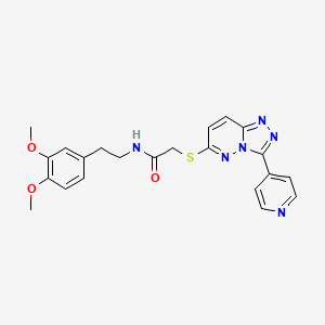 molecular formula C22H22N6O3S B3290935 N-(3,4-dimethoxyphenethyl)-2-((3-(pyridin-4-yl)-[1,2,4]triazolo[4,3-b]pyridazin-6-yl)thio)acetamide CAS No. 868970-09-6