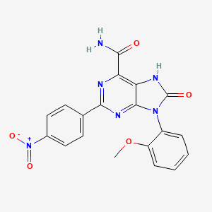 molecular formula C19H14N6O5 B3290970 9-(2-methoxyphenyl)-2-(4-nitrophenyl)-8-oxo-8,9-dihydro-7H-purine-6-carboxamide CAS No. 869069-41-0