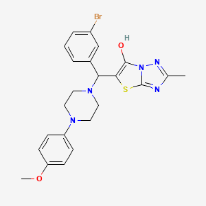 molecular formula C23H24BrN5O2S B3291044 5-((3-Bromophenyl)(4-(4-methoxyphenyl)piperazin-1-yl)methyl)-2-methylthiazolo[3,2-b][1,2,4]triazol-6-ol CAS No. 869344-25-2