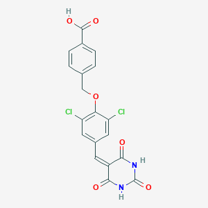 molecular formula C19H12Cl2N2O6 B329105 4-({2,6-dichloro-4-[(2,4,6-trioxotetrahydropyrimidin-5(2H)-ylidene)methyl]phenoxy}methyl)benzoic acid 