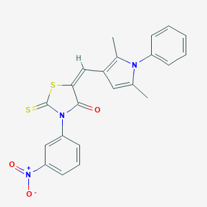 molecular formula C22H17N3O3S2 B329106 5-[(2,5-dimethyl-1-phenyl-1H-pyrrol-3-yl)methylene]-3-{3-nitrophenyl}-2-thioxo-1,3-thiazolidin-4-one 