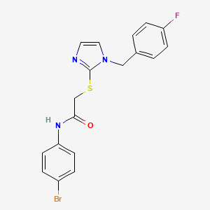molecular formula C18H15BrFN3OS B3291061 N-(4-bromophenyl)-2-((1-(4-fluorobenzyl)-1H-imidazol-2-yl)thio)acetamide CAS No. 869346-22-5