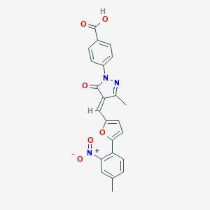 4-[(4E)-3-methyl-4-[[5-(4-methyl-2-nitrophenyl)furan-2-yl]methylidene]-5-oxopyrazol-1-yl]benzoic acid