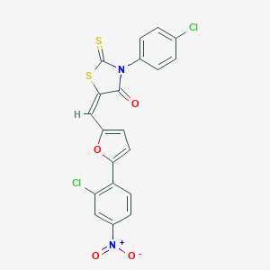 molecular formula C20H10Cl2N2O4S2 B329111 5-[(5-{2-Chloro-4-nitrophenyl}-2-furyl)methylene]-3-(4-chlorophenyl)-2-thioxo-1,3-thiazolidin-4-one 